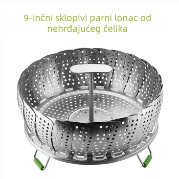 Sklopivi koš za paru od nehrđajućeg čelika s izvlačnom ručkom za Instant Pot, promjer 9–11 inča, višestruka namjena