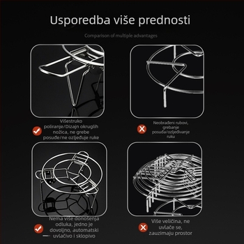 Parna mreža od 304 nehrđajućeg čelika, sklopiva teleskopska, podloga za vodu i toplinu, universalni držak, više veličina, višestruka namjena za kućnu upotrebu