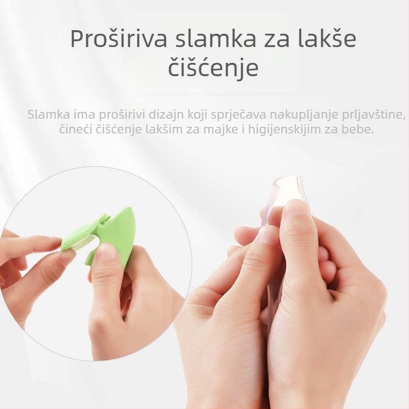 Dječja silikonska slamka s kopčom, odvojiva i višekratna – za kašu i juhu