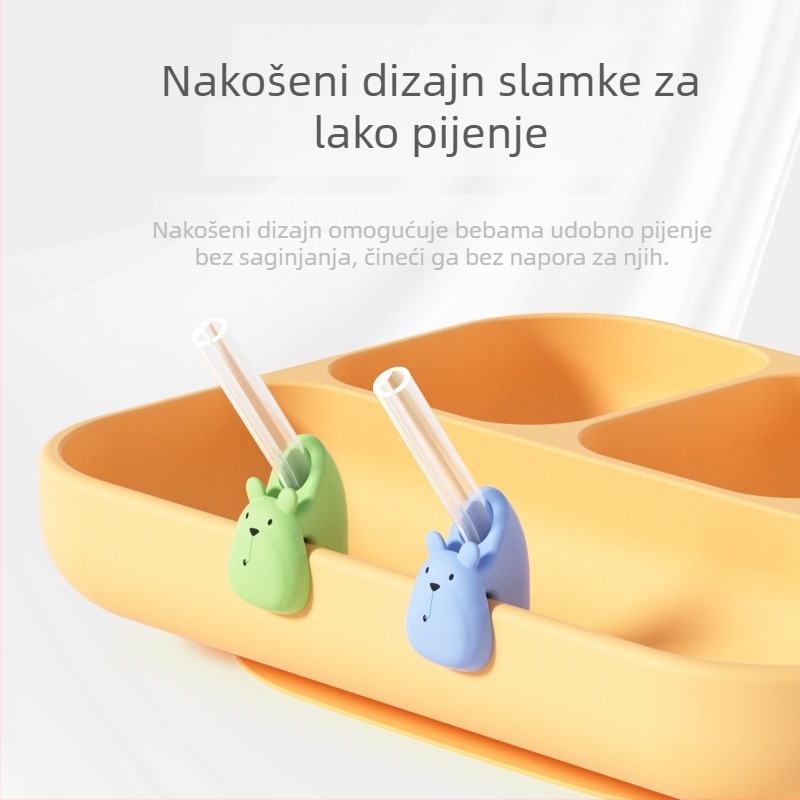 Dječja silikonska slamka s kopčom, odvojiva i višekratna – za kašu i juhu