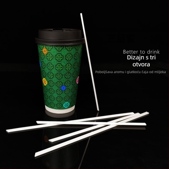 Jednokratna PLA trostruko složena špicasta slamka za bubble tea, kavu i čaj s mlijekom, biološki razgradiva