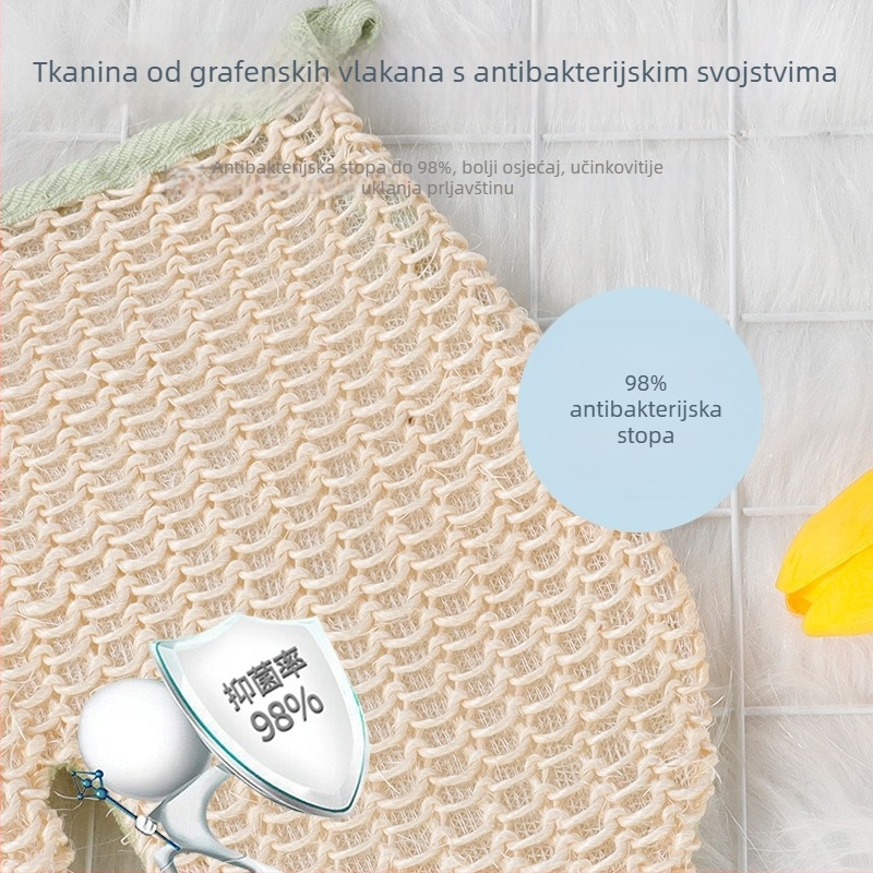 Lanene rukavice za kupanje, set s kuglicom za kupanje, eksfolijacijski ručnik za tijelo i sapun s glinom