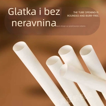 Biodegradibilne jednokratne slamke, debele, ravne cijevi, za čaj s perlicama i kavom