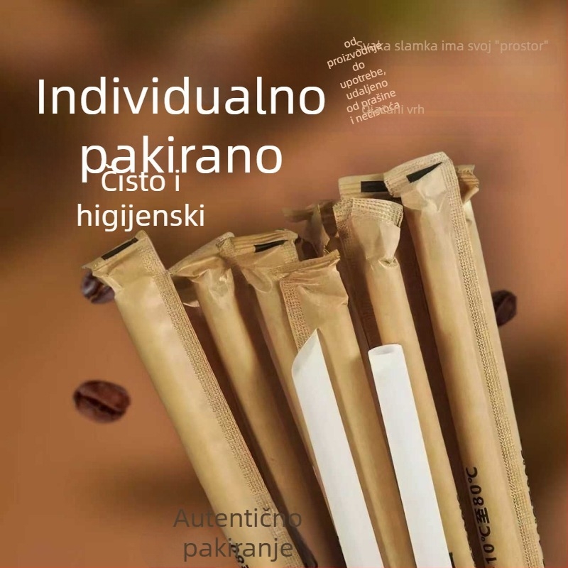 Biodegradibilne jednokratne slamke, debele, ravne cijevi, za čaj s perlicama i kavom