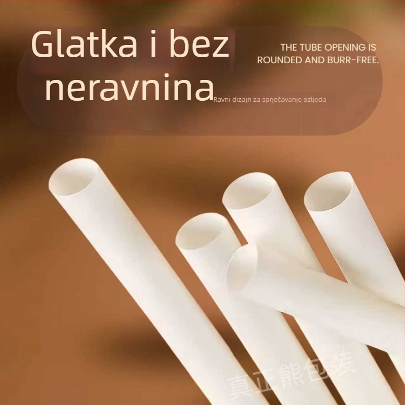 Biodegradibilne jednokratne slamke, debele, ravne cijevi, za čaj s perlicama i kavom
