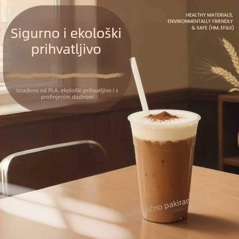 Biodegradibilne jednokratne slamke, debele, ravne cijevi, za čaj s perlicama i kavom