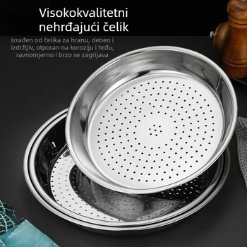 Nehrđajuća čelična kružna posuda za parenje za parene peciva i knedle, duboka i debela posuda za kućnu upotrebu, parni stalak s odvajanjem vode