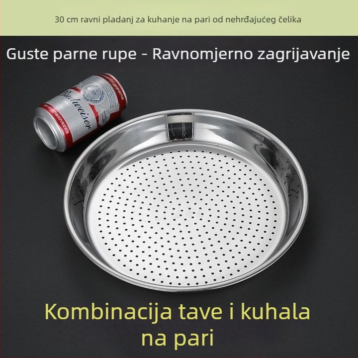 Nehrđajuća čelična kružna posuda za parenje za parene peciva i knedle, duboka i debela posuda za kućnu upotrebu, parni stalak s odvajanjem vode
