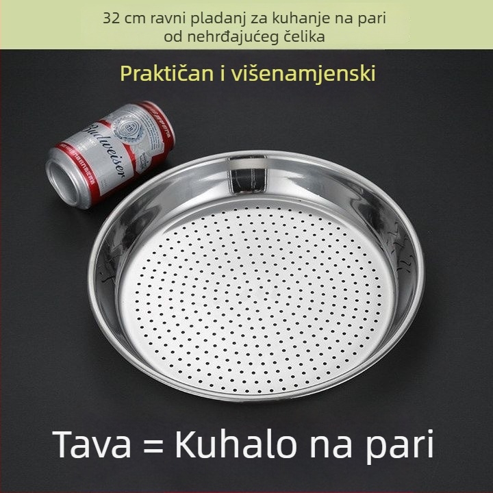 Nehrđajuća čelična kružna posuda za parenje za parene peciva i knedle, duboka i debela posuda za kućnu upotrebu, parni stalak s odvajanjem vode