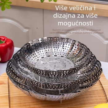 Sklopivi teleskopni parni stalak od nehrđajućeg čelika – višenamjenska kuhinjska posuda za paru
