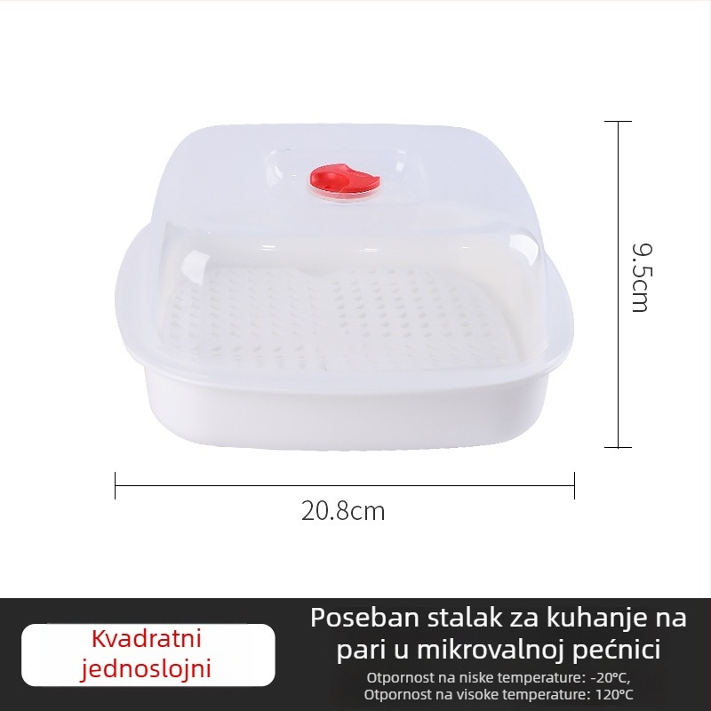 Višeslojni parni lonac za mikrovalnu — okrugla plastična posuda za žemljice i knedle
