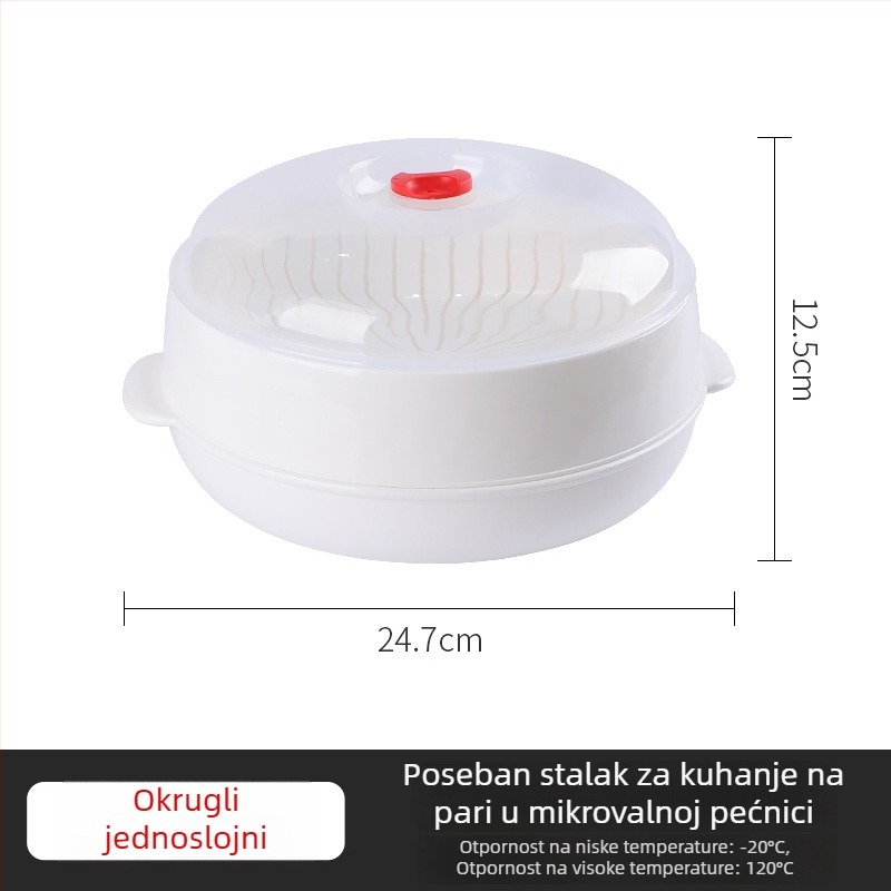Višeslojni parni lonac za mikrovalnu — okrugla plastična posuda za žemljice i knedle