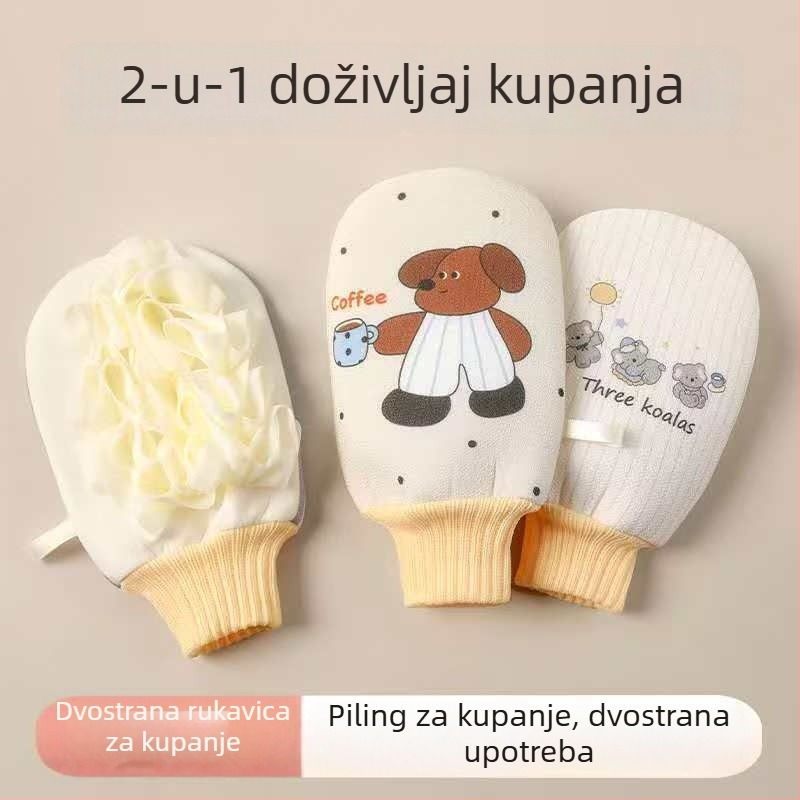 Dvostruki ručnik za kupanje i spužva za kupanje za žene i djecu, dvostrani ručnik za njegu kože, kućna uporaba