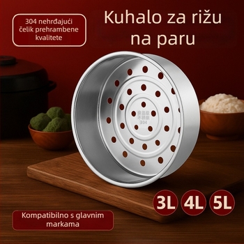 Parni lonac za rižu od 304 nehrđajućeg čelika s posudom za paru i debelim vodnim odjeljivačem, kapacitet 3L/4L/5L, sferičnog oblika