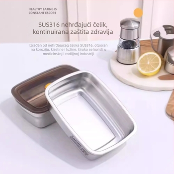 Kutija za obrok od nehrđajućeg čelika, kvadratna, mikrovalno sigurna, za ured