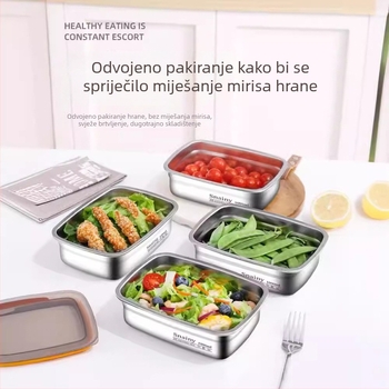 Kutija za obrok od nehrđajućeg čelika, kvadratna, mikrovalno sigurna, za ured