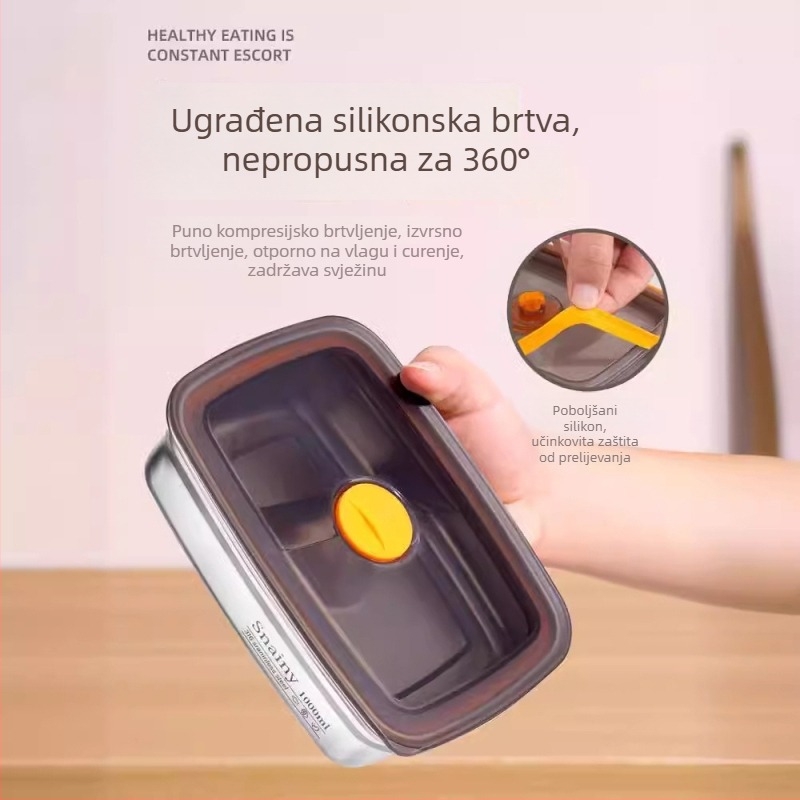 Kutija za obrok od nehrđajućeg čelika, kvadratna, mikrovalno sigurna, za ured