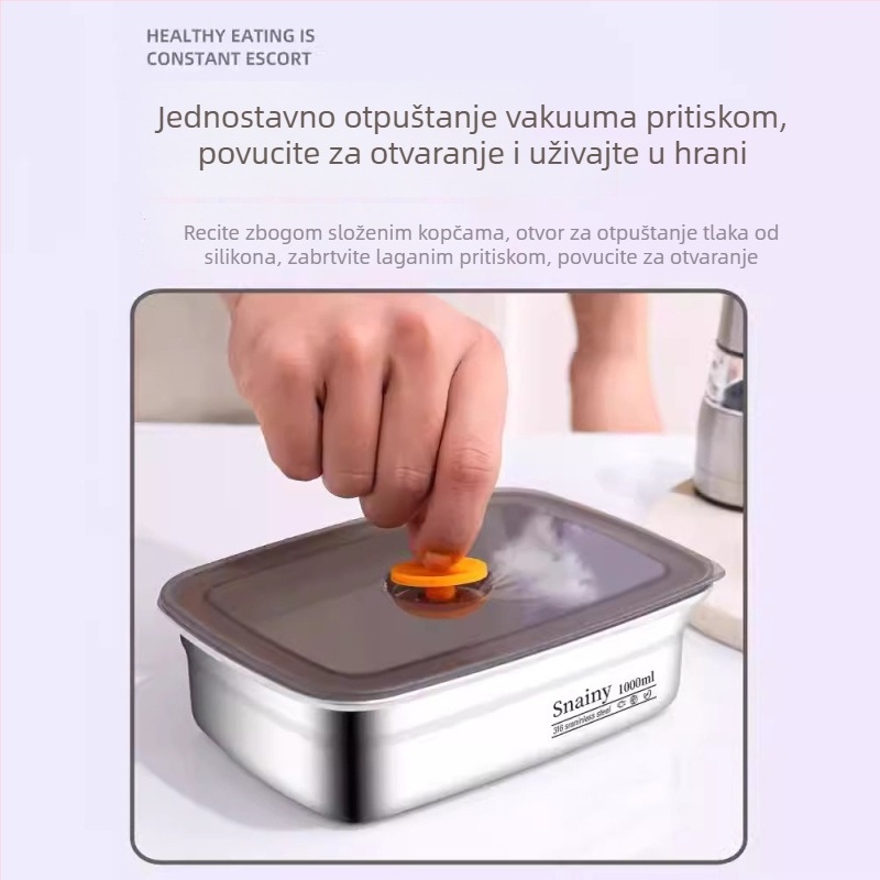 Kutija za obrok od nehrđajućeg čelika, kvadratna, mikrovalno sigurna, za ured