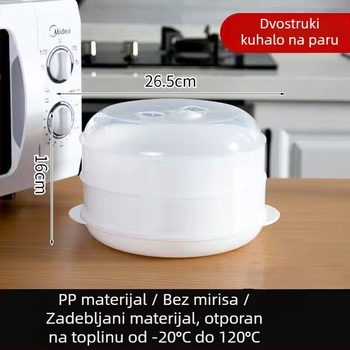 Posuda za parenje u mikrovalnoj s poklopcem – za parene peciva i knedle, debeli kućni parni uređaj od hrane
