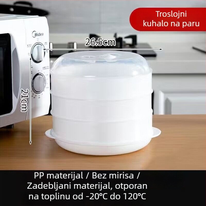 Posuda za parenje u mikrovalnoj s poklopcem – za parene peciva i knedle, debeli kućni parni uređaj od hrane