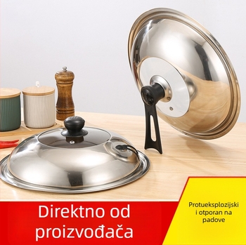 Poklop od nehrđajućeg čelika za kuhanje, debeli za wok i tavu, zaštita od opeklina, visok luk, prozirni poklopac, univerzalni poklopac za parno kuhanje i lijevani lonac