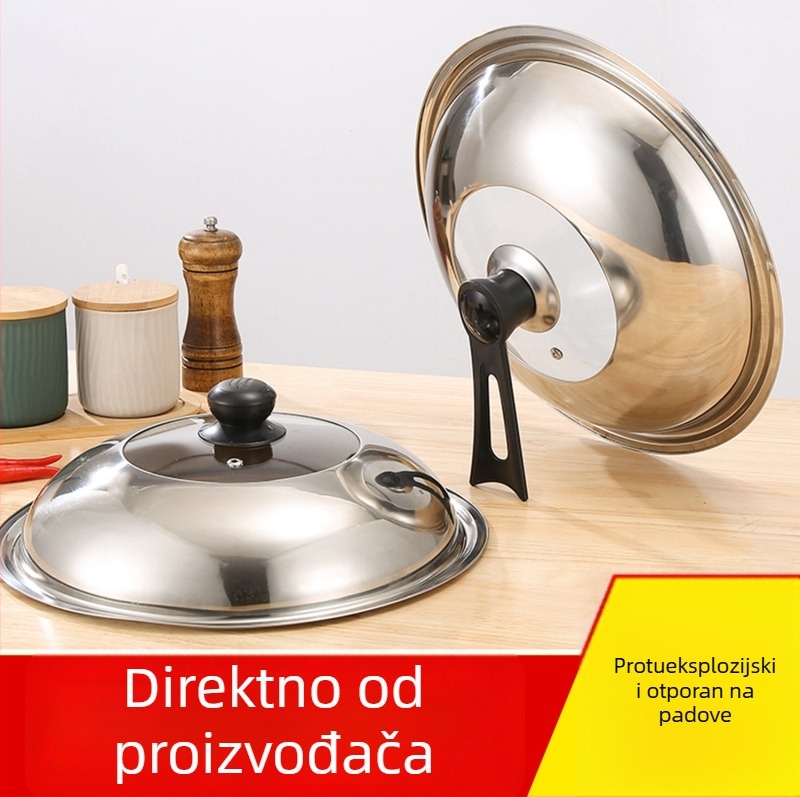 Poklop od nehrđajućeg čelika za kuhanje, debeli za wok i tavu, zaštita od opeklina, visok luk, prozirni poklopac, univerzalni poklopac za parno kuhanje i lijevani lonac