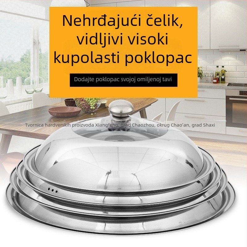 Debeli kapak od nehrđajućeg čelika sa prozirnim staklom za wok i posudu na paru – univerzalni kombinirani poklopac