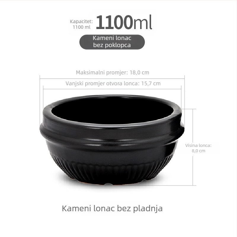 Kamen pot za kuhanje u korejskom stilu, keramički lonac za kućnu upotrebu, izdržljiv keramički lonac
