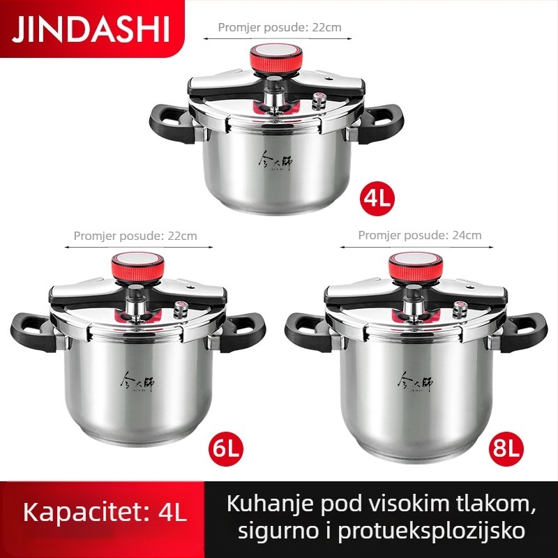Višename tlak kuhalo otporno na eksplozije od 304 nehrđajućeg čelika, kapacitet 4L/6L/8L, velika posuda za juhu