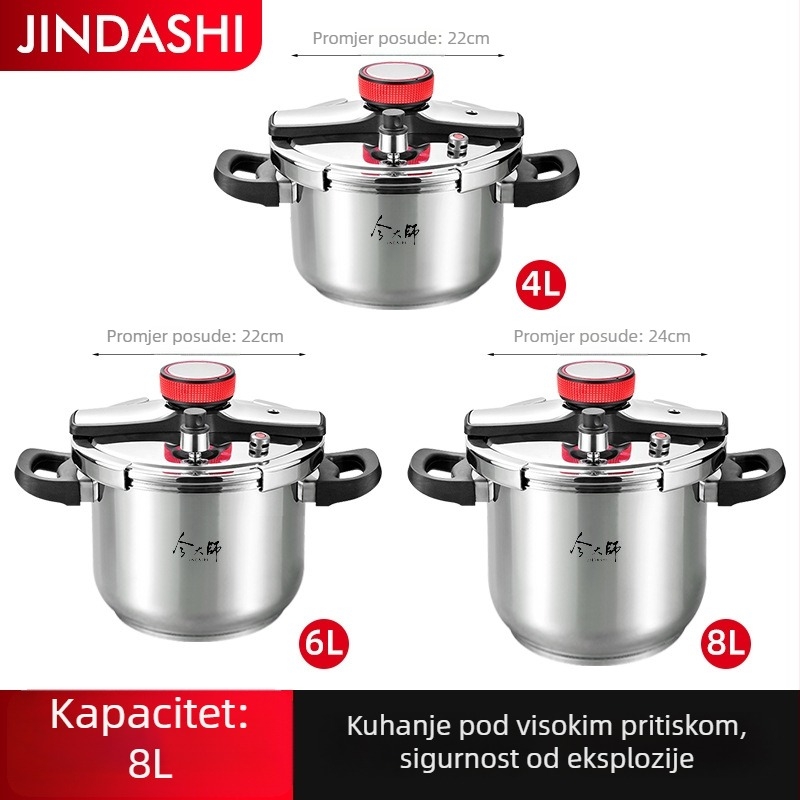 Višename tlak kuhalo otporno na eksplozije od 304 nehrđajućeg čelika, kapacitet 4L/6L/8L, velika posuda za juhu
