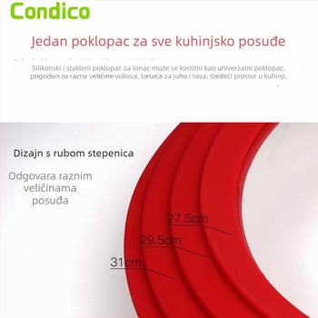 Univerzalni stakleni poklopac sa silikonskim rubom, protiv rasipanja i padova, kaljeno staklo, višestruka namjena za wok i lonac
