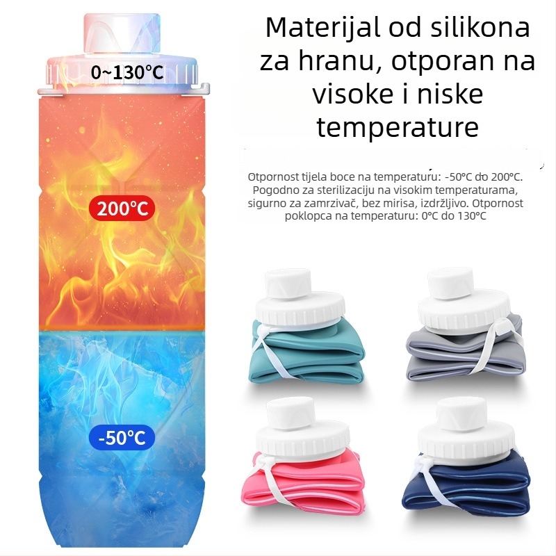 Kreativna prijenosna silikon sklopa boca za vodu za vožnju biciklom, fitness i aktivnosti na otvorenom, otporna na padove