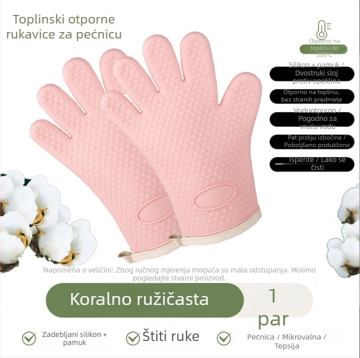 Debele rukavice protiv izgaranja s izolacijom, protuklizne, za pećnicu i mikrovalnu, za drške lonaca