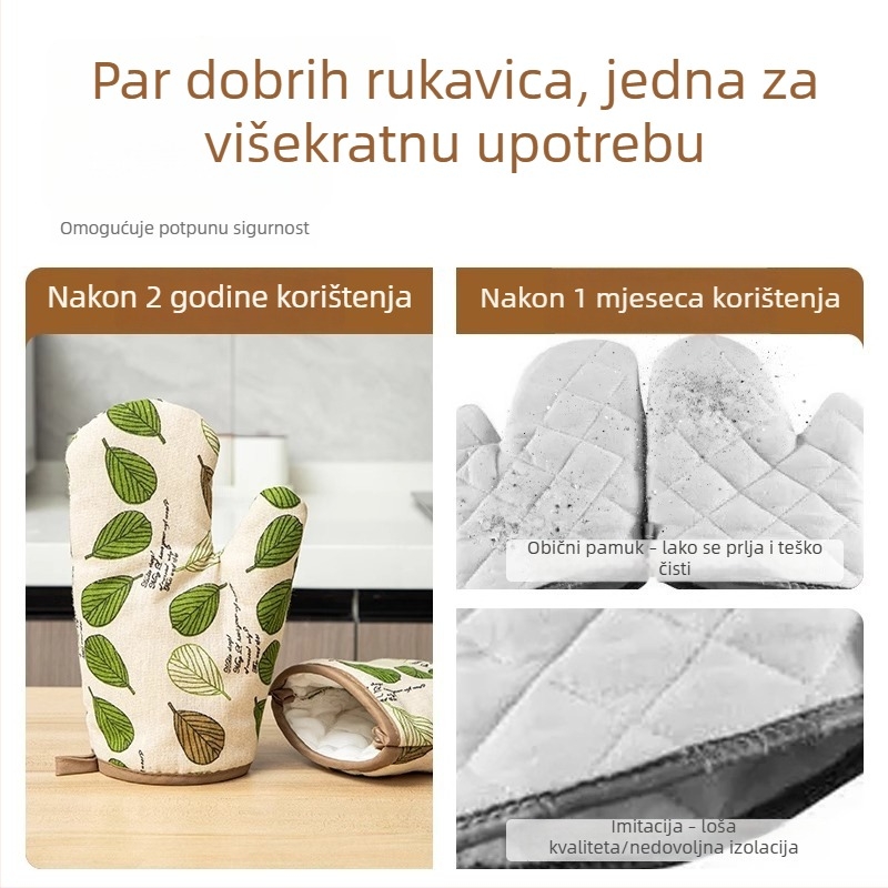 Debele rukavice protiv izgaranja s izolacijom, protuklizne, za pećnicu i mikrovalnu, za drške lonaca