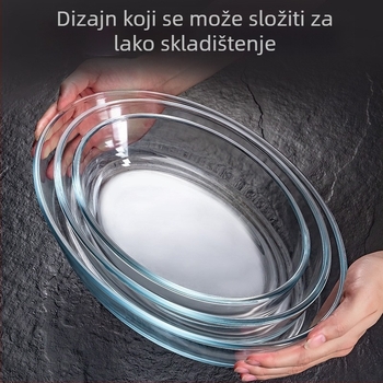 Fenix ovalna posuda od kaljenog stakla za pečenje – na paru ribu i pečenu rižu, otporna na toplinu