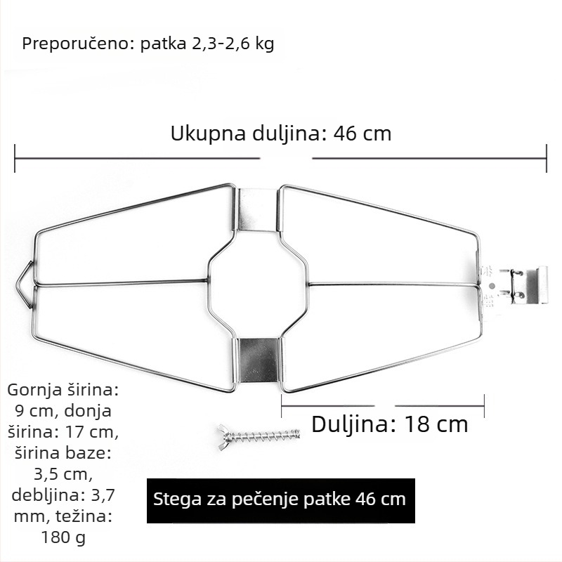 Klip od nehrđajućeg čelika, extralarge za pečenu patku s vijcima – klip za patku i pileću