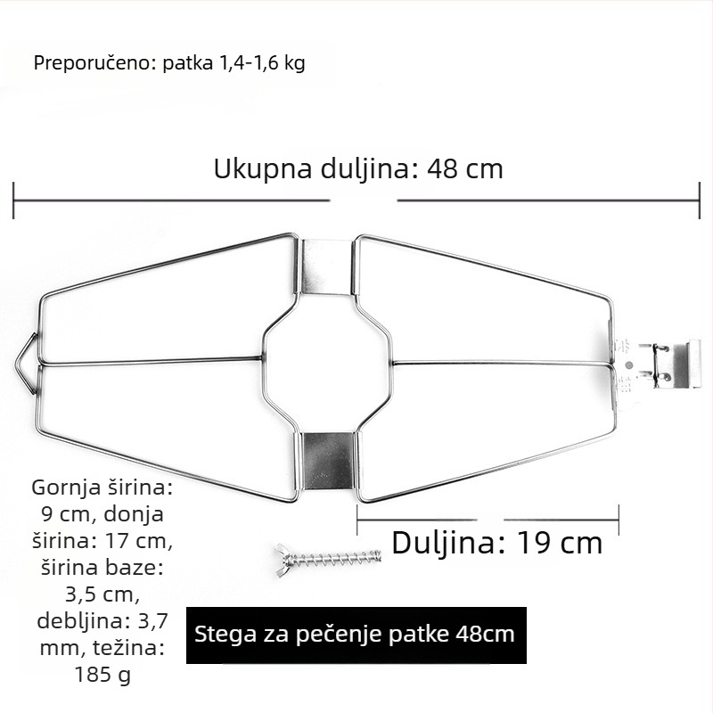 Klip od nehrđajućeg čelika, extralarge za pečenu patku s vijcima – klip za patku i pileću