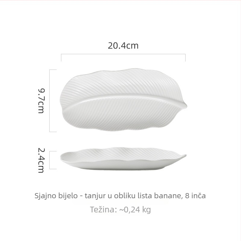 Porcelanski tanjur u obliku lista banane – posluživanje sushija, dim sum i kolača