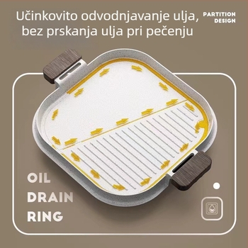 Tava za roštilj s Maifan kamenom, neprijanjajuća, ravno dno, za kampiranje na otvorenom i plinski štednjak