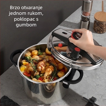 Double Happiness lonac pod pritiskom od nehrđajućeg čelika 304, velika kapaciteta, za kućnu upotrebu, univerzalna za plinsku i indukcijsku ploču, otporna na eksplozije