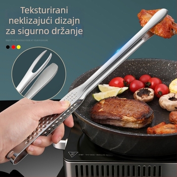 Debljane klešta za roštilj od 316 nerđajućeg čelika s integriranom korejskom vilicom – kuhinjske kliješta za hranu, zaštita od opeklina