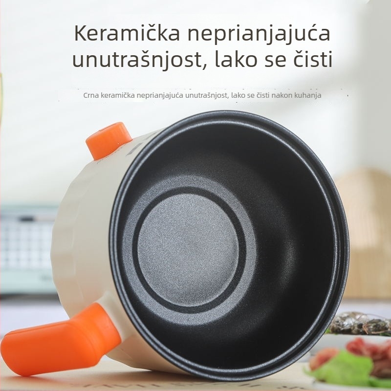 Meianli MAL-01 2L Mini Električna Lonac za Studenten Dom i Dom, Višefunkcionalan s Keramičkim Unutarnjim Tankom, Mehaničko Upravljanje, Dva Sloja, Brzi Par, Grijanje i Shabu-Shabu