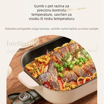 Električna višenamjenska posuda, 1500W+, 6L, za hot pot i riblji roštilj, para, prženje, kuhanje, dinstanje
