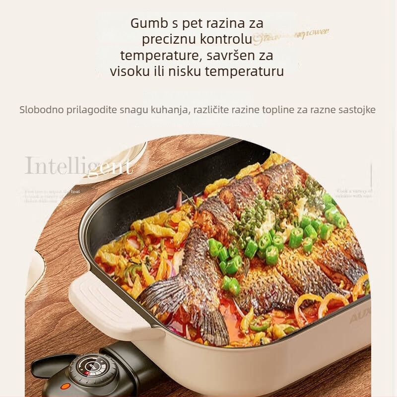 Električna višenamjenska posuda, 1500W+, 6L, za hot pot i riblji roštilj, para, prženje, kuhanje, dinstanje