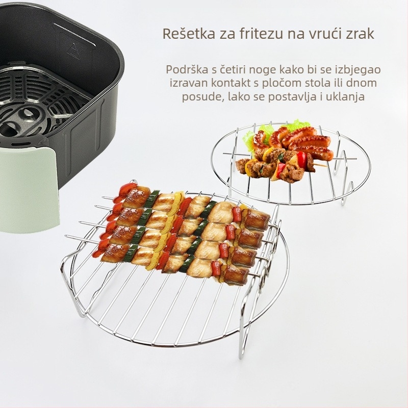 Nehrđajući čelik za roštilj na zrak, dvostruki kružni parni stalak, ražnjići za roštilj i stalak za ribu.