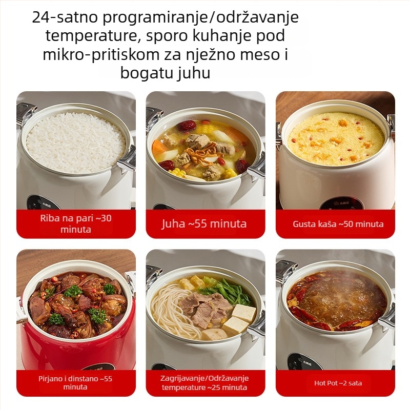 Kompaktni električni lonac s rotirajućim mikrotlakom, višenamjenski, bez curenja, pogodan za domski smještaj, 1–2 osobe