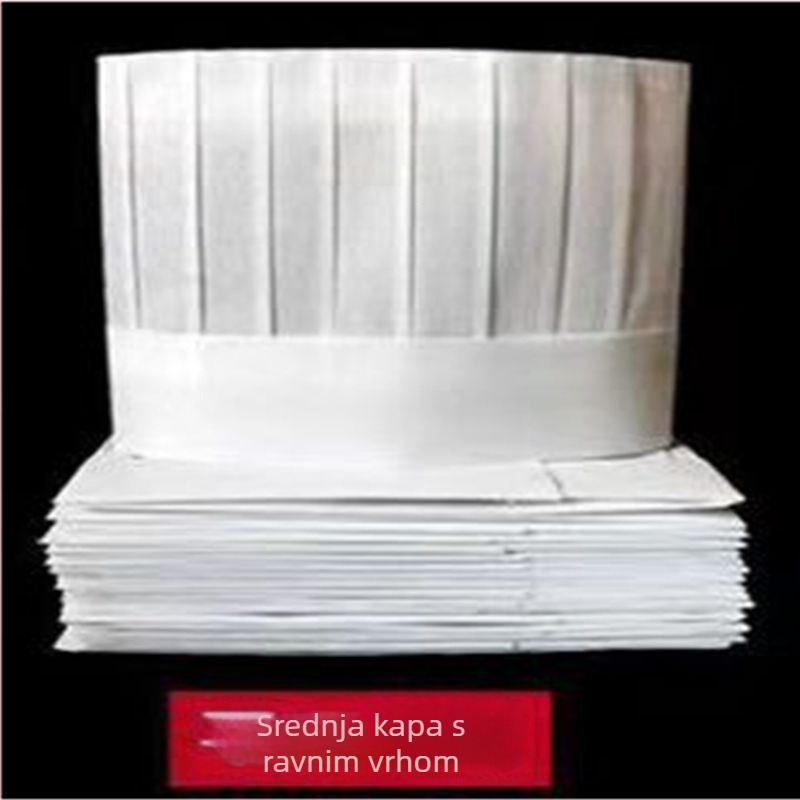 Jednokratna kapa kuhara za muškarce, od netkanog materijala, otporna na ulje i dim, kapa s visokom krunom za hotelsku kuhinju i catering