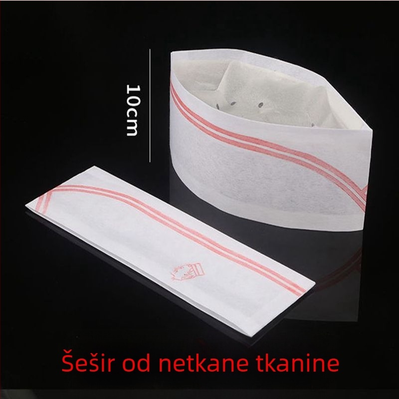 Jednokratna kapa kuhara za muškarce, od netkanog materijala, otporna na ulje i dim, kapa s visokom krunom za hotelsku kuhinju i catering