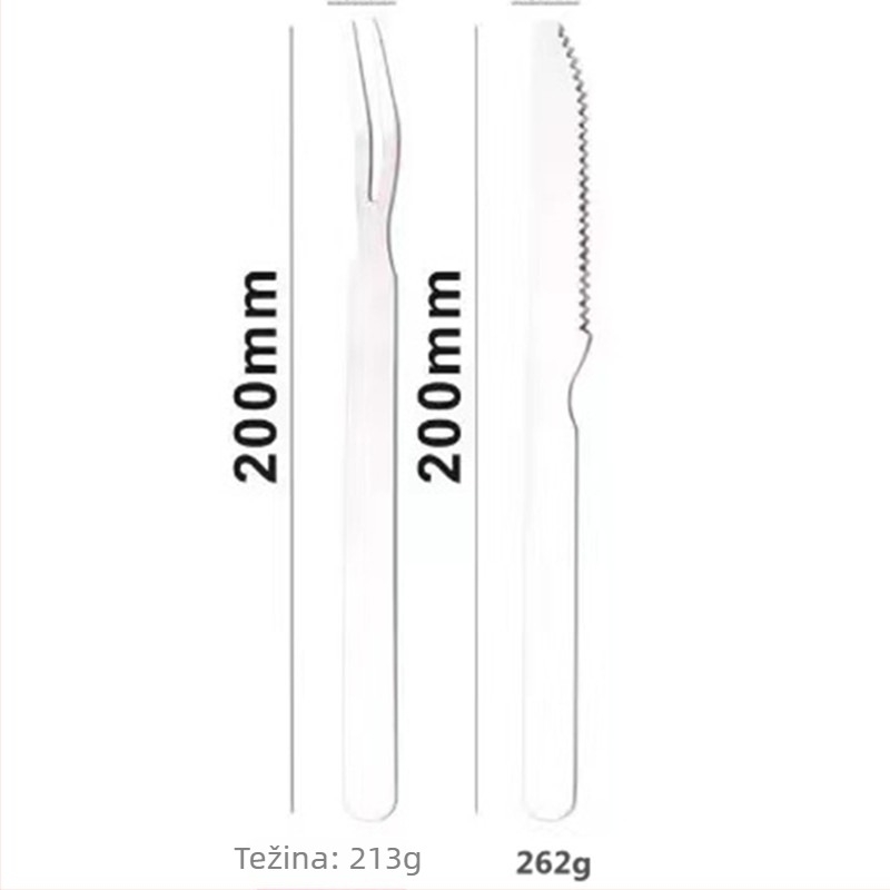 Set noža i vilice za roštilj od nehrđajućeg čelika s ravnim i okruglim držačem, dugi držač, nož i vilica za pečenje janjeta, zapadni stil posuđa