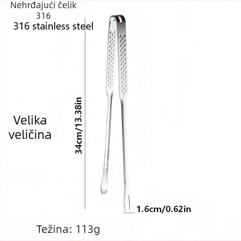 Liangsheng 316 nehrđajući čelik, debeli grill kliješta s integriranom vilicom, kliješta za hranu i steak, korejskog stila